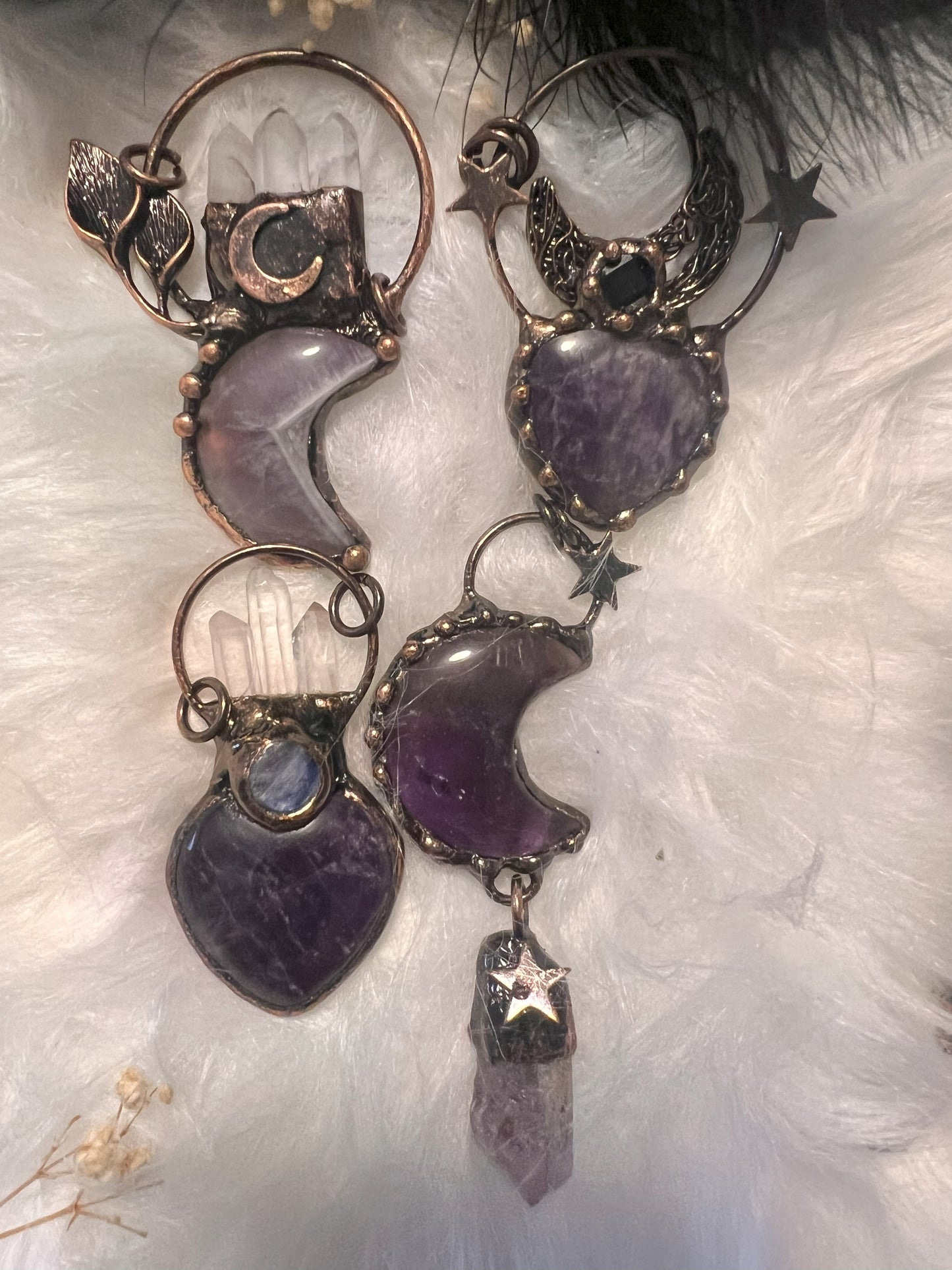 Grounded Elegance: Empowering Amethyst & Clear Quartz Pendant
