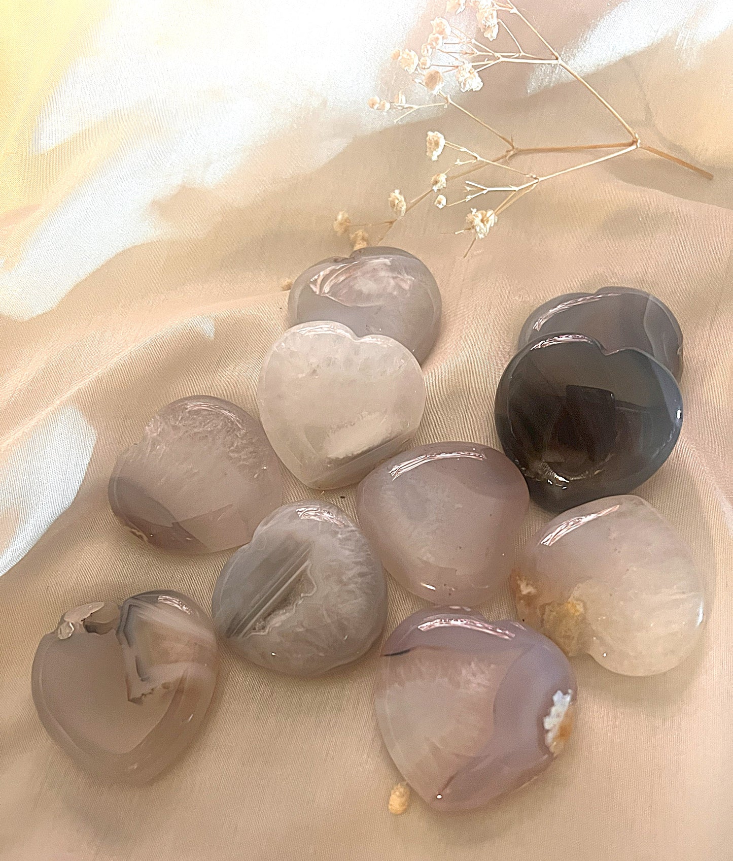 Blue Agate and Quartz Serenity Heart
