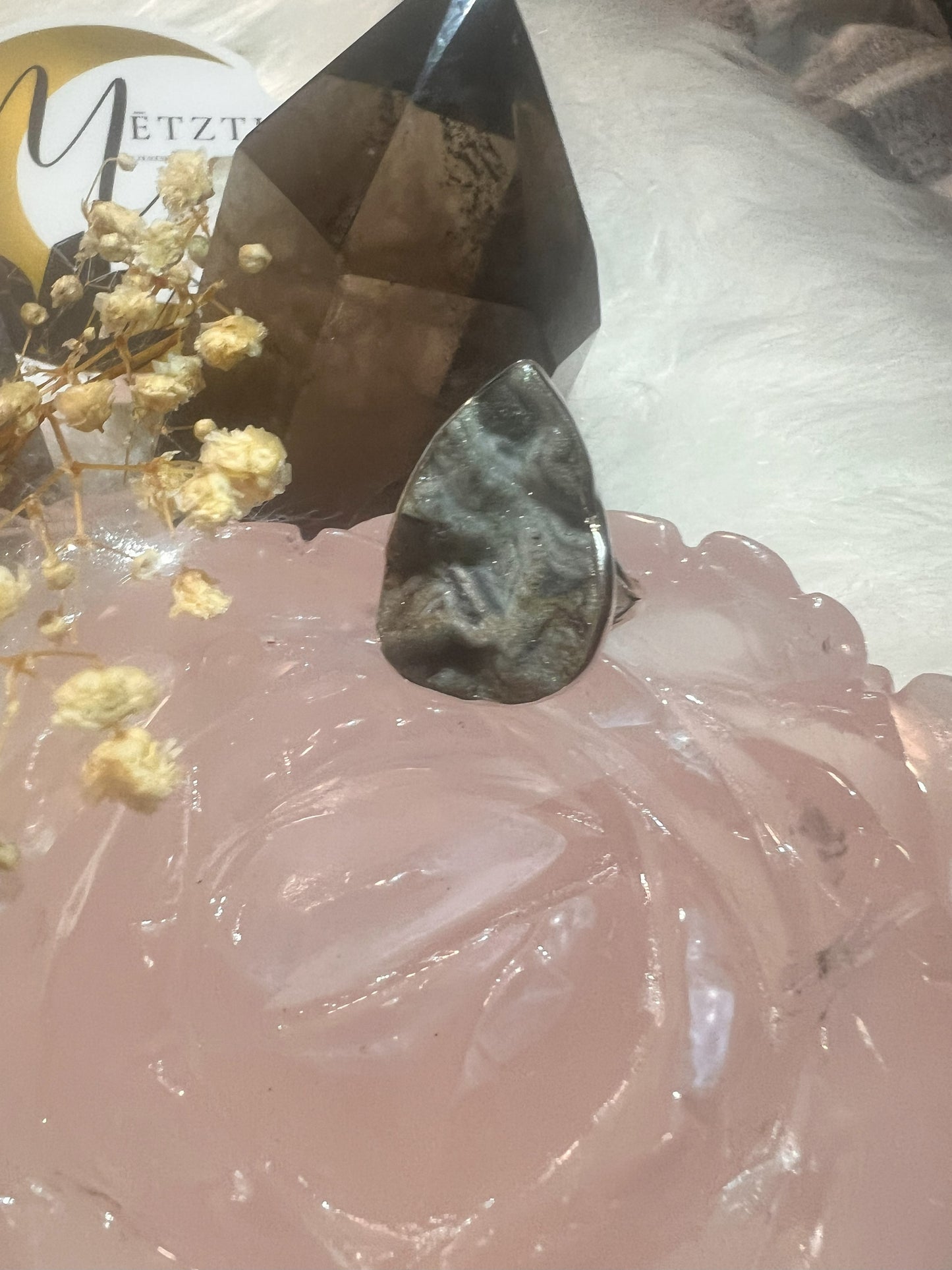 Mystic Glow: Chalcedony Druzy Sterling Silver ring