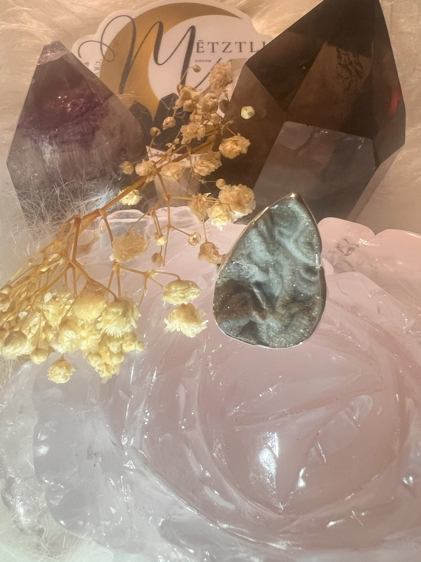 Mystic Glow: Chalcedony Druzy Sterling Silver ring