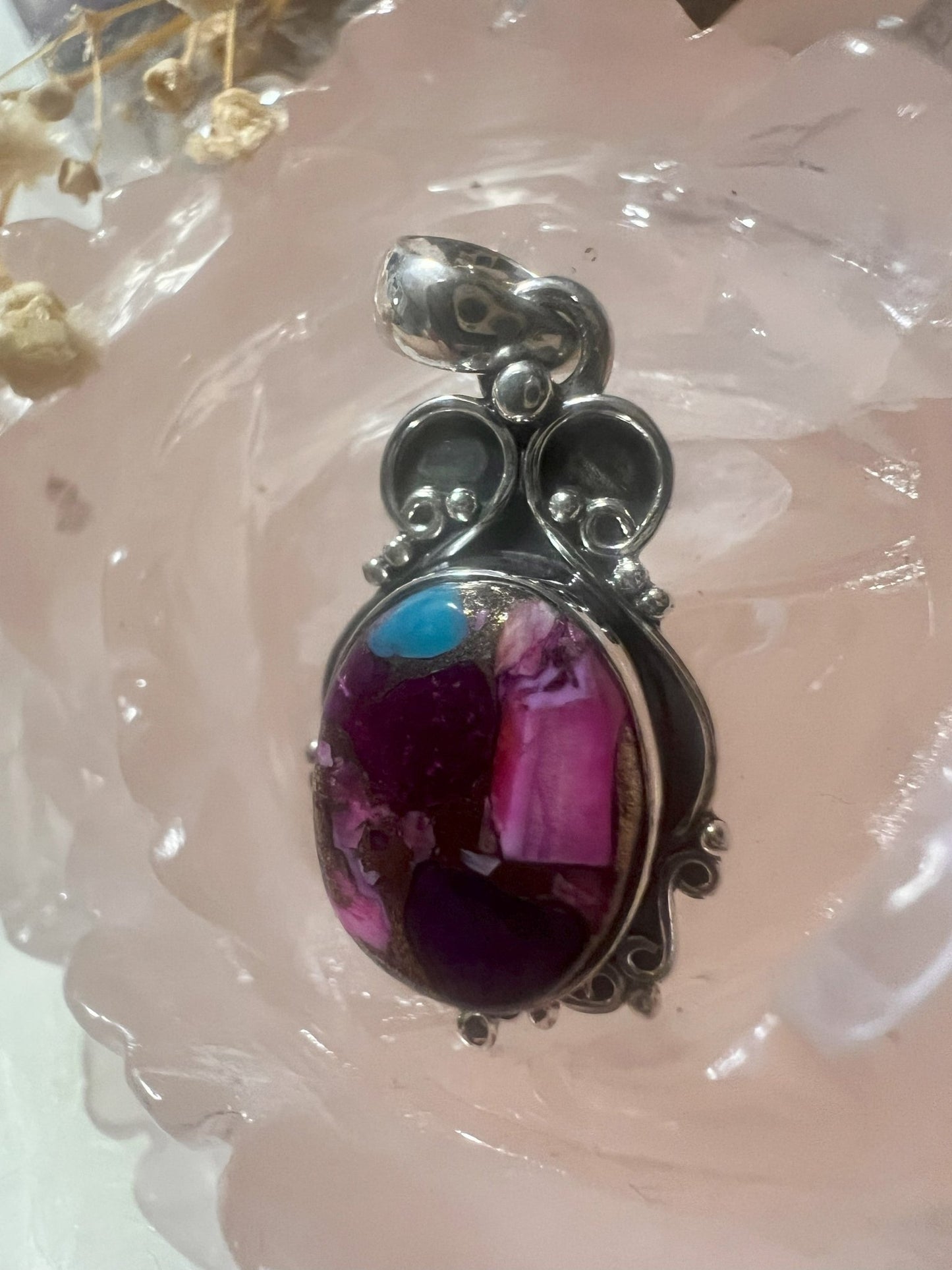 Celestial Fusion: Copper Turquoise 925 Sterling Silver Pendant