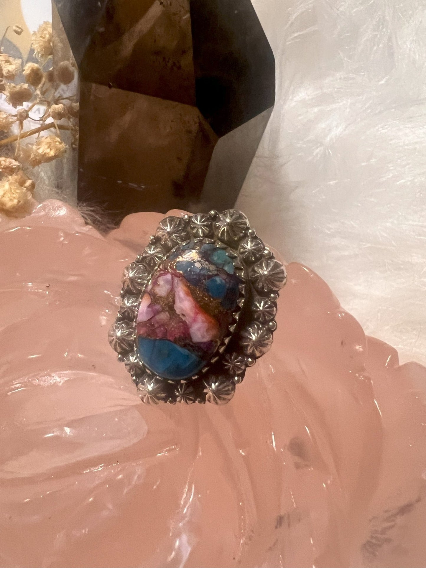 Celestial Fusion: Copper Turquoise Sterling Silver Ring