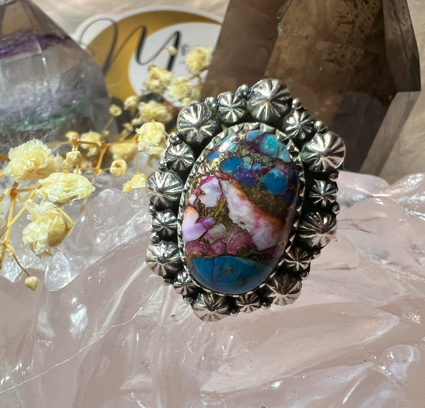 Celestial Fusion: Copper Turquoise Sterling Silver Ring