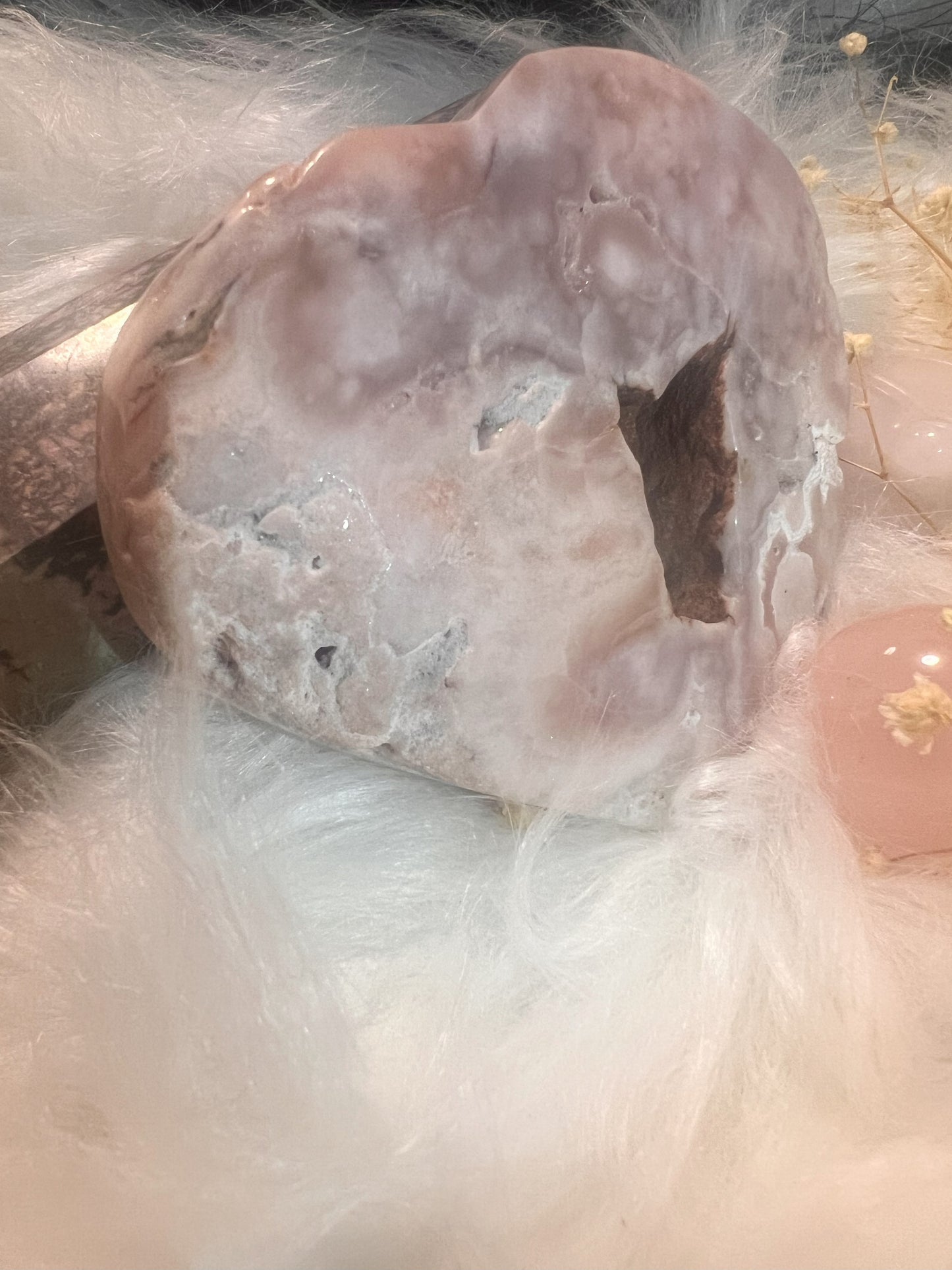 Druzy Pink Amethyst & Flower Agate Heart: Sparkle Cave