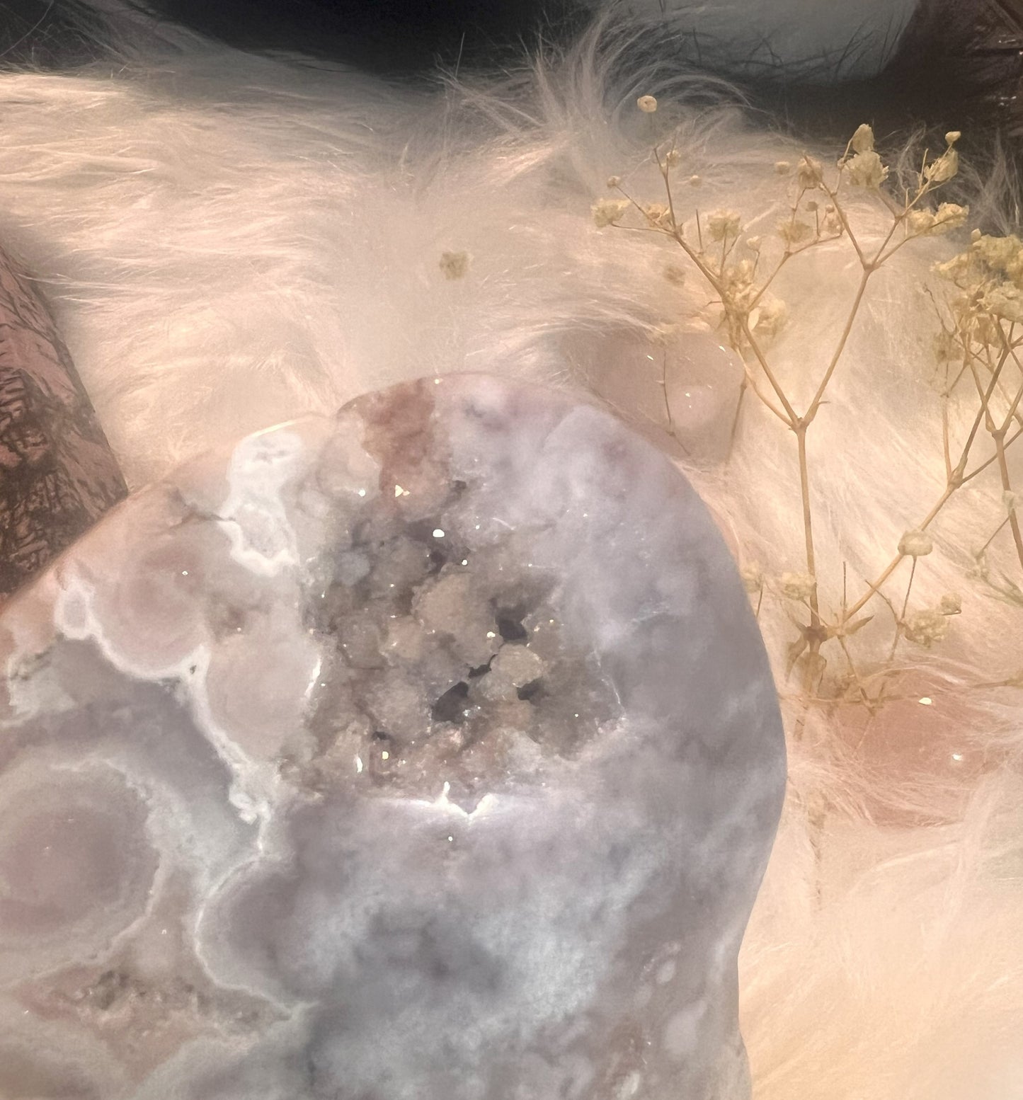 Druzy Pink Amethyst & Flower Agate Heart: Sparkle Cave