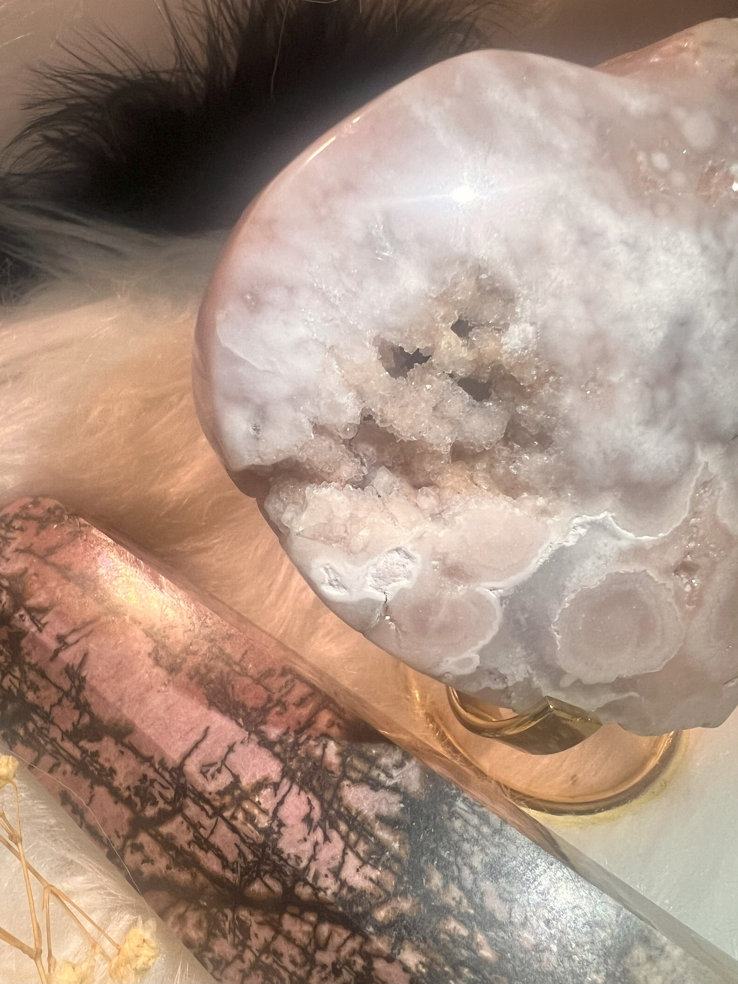 Druzy Pink Amethyst & Flower Agate Heart: Sparkle Cave