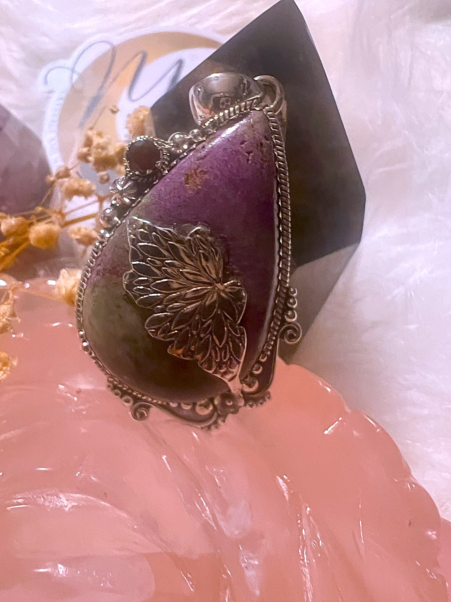 Majestic Transformation: Stichtite Purpurite Sterling Silver Pendant