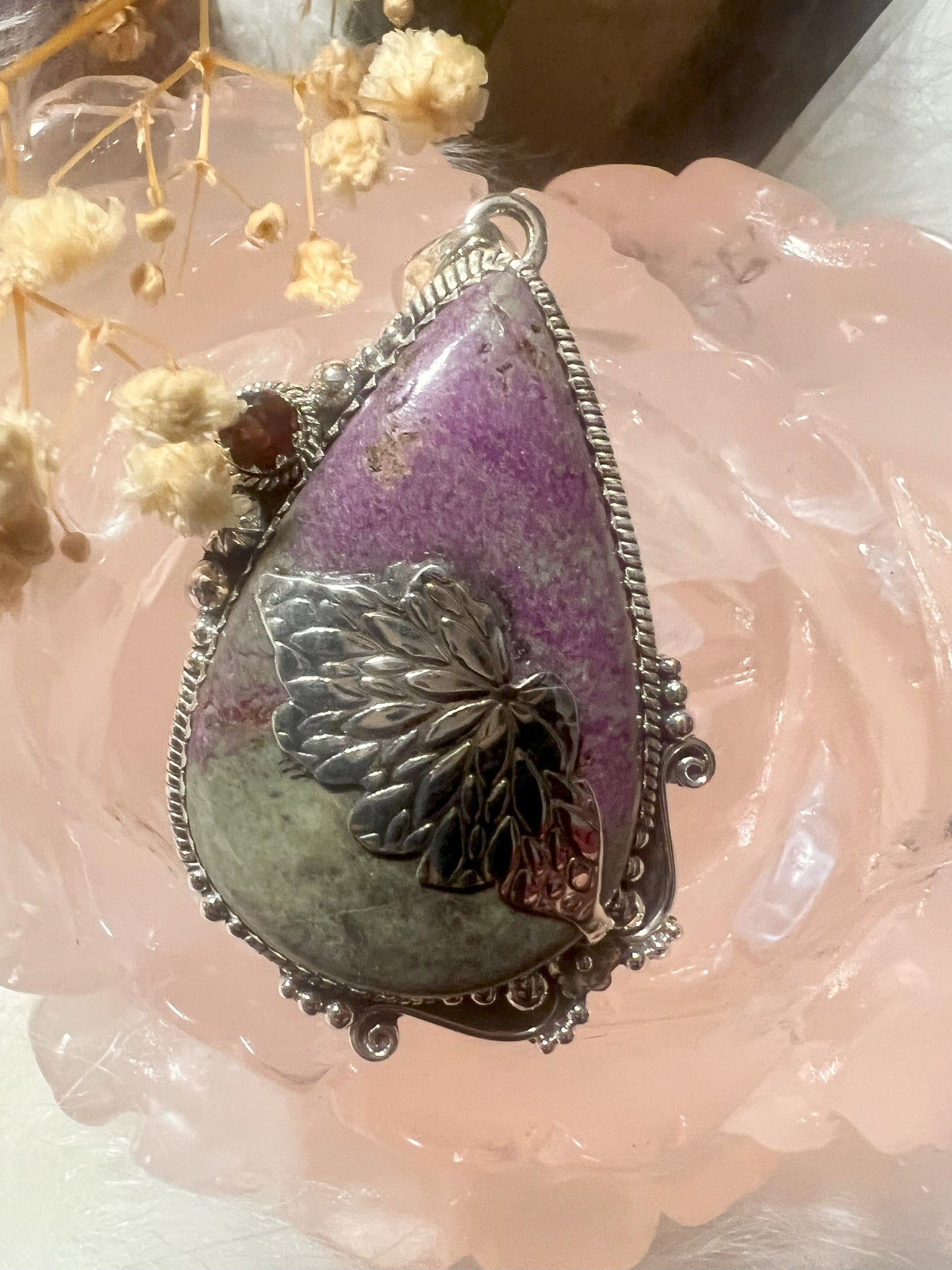 Majestic Transformation: Stichtite Purpurite Sterling Silver Pendant