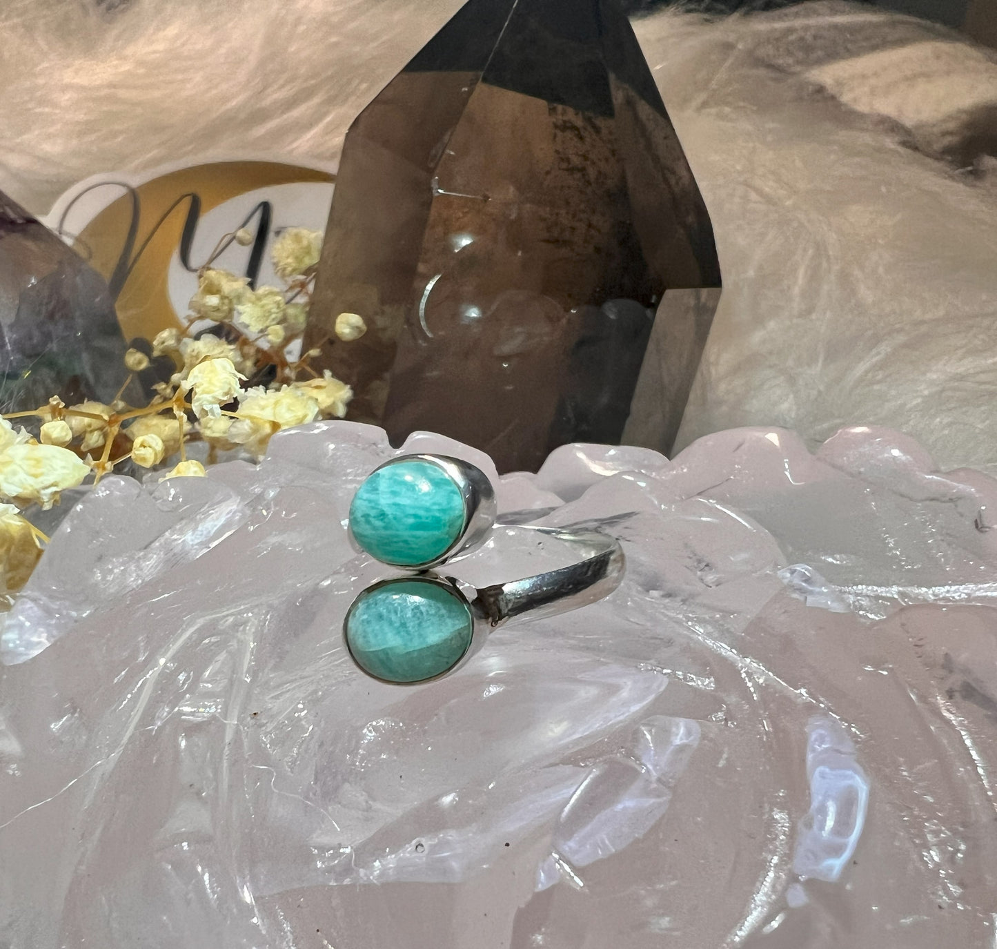 Sea Whisper: Double Amazonite Sterling Silver Ring