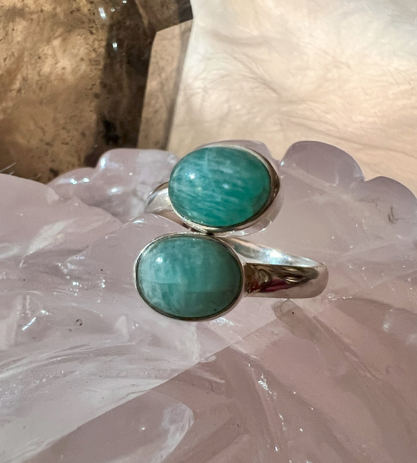 Sea Whisper: Double Amazonite Sterling Silver Ring