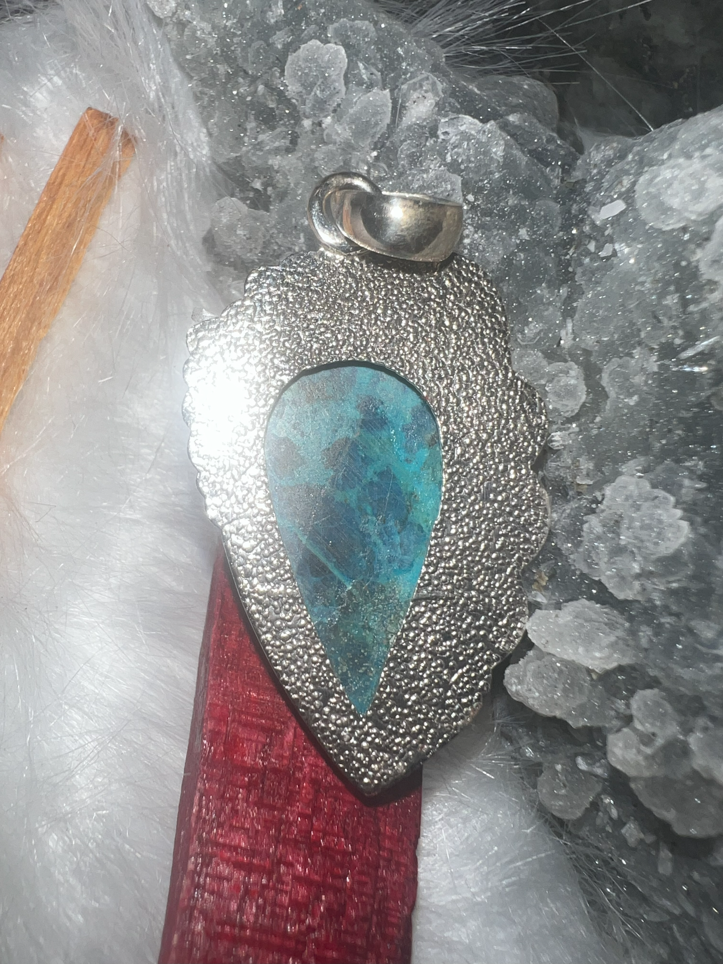 Oceanic Serenity: Chrysocolla and Silver Pendant