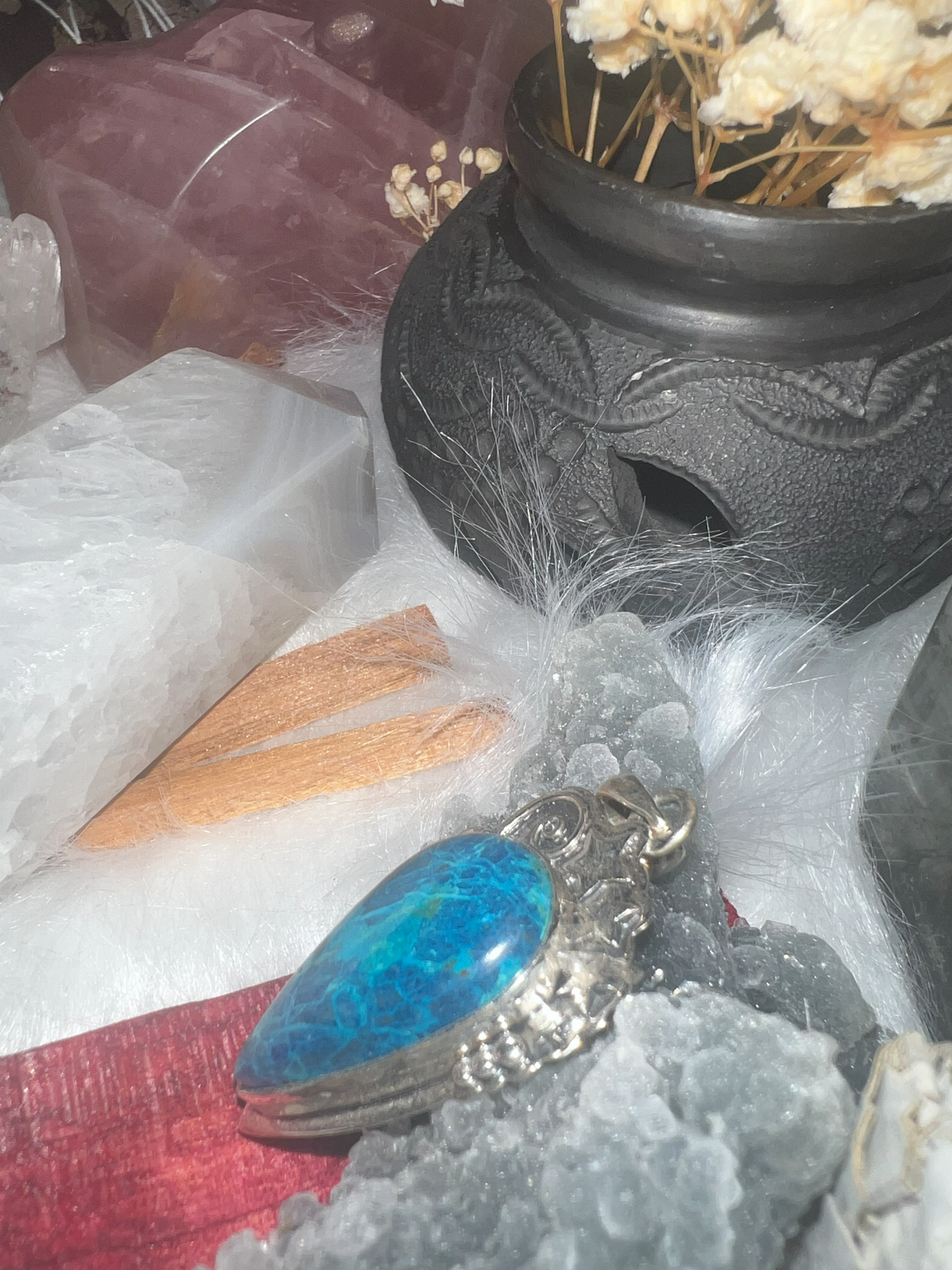 Oceanic Serenity: Chrysocolla and Silver Pendant