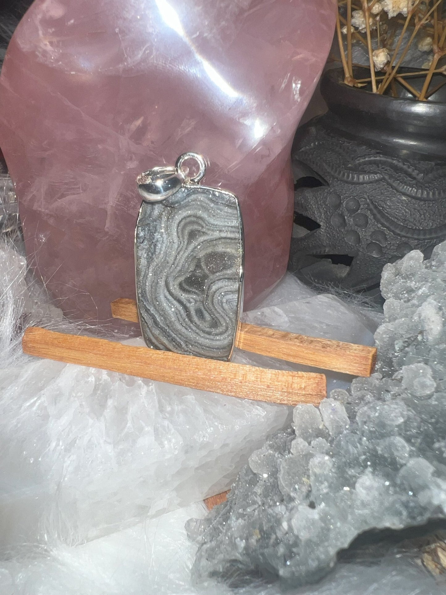 Ethereal Glow: Handcrafted Chalcedony Druzy Pendant