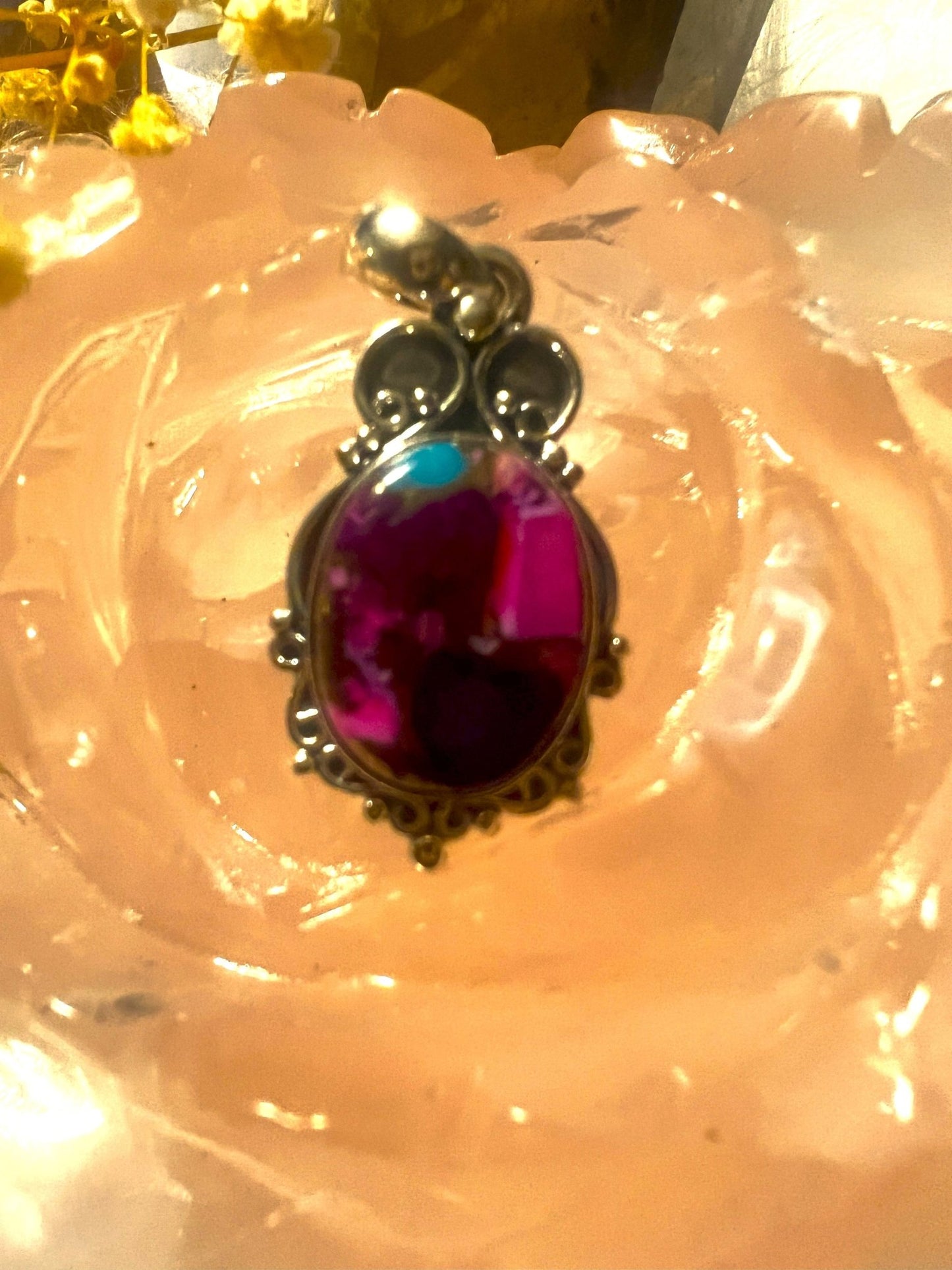 Celestial Fusion: Copper Turquoise 925 Sterling Silver Pendant