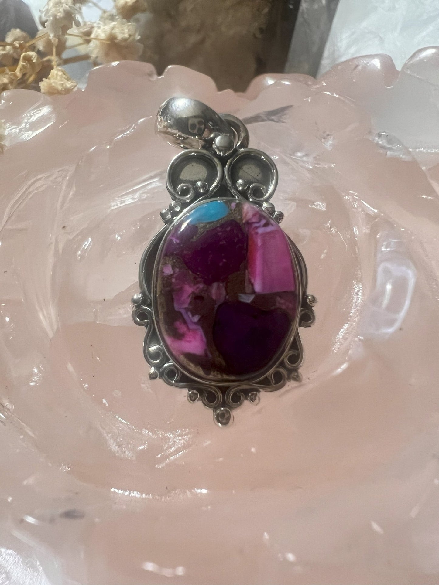 Celestial Fusion: Copper Turquoise 925 Sterling Silver Pendant