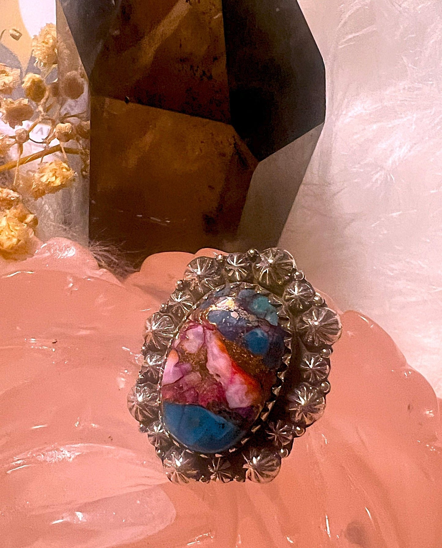 Celestial Fusion: Copper Turquoise Sterling Silver Ring
