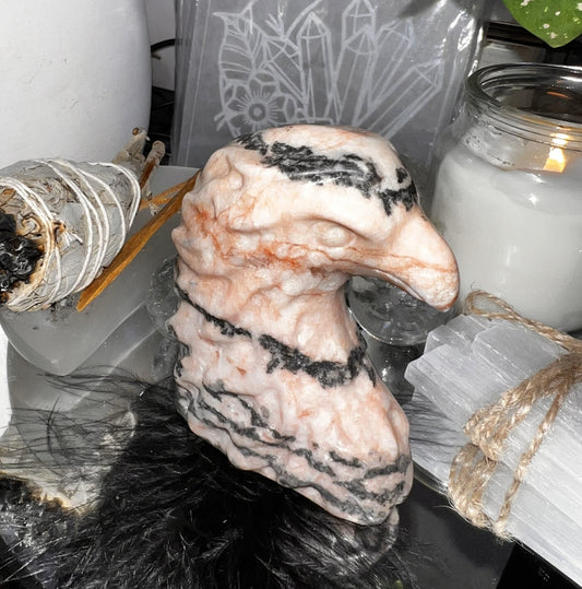 Pink Zebra Jasper Eagle Head