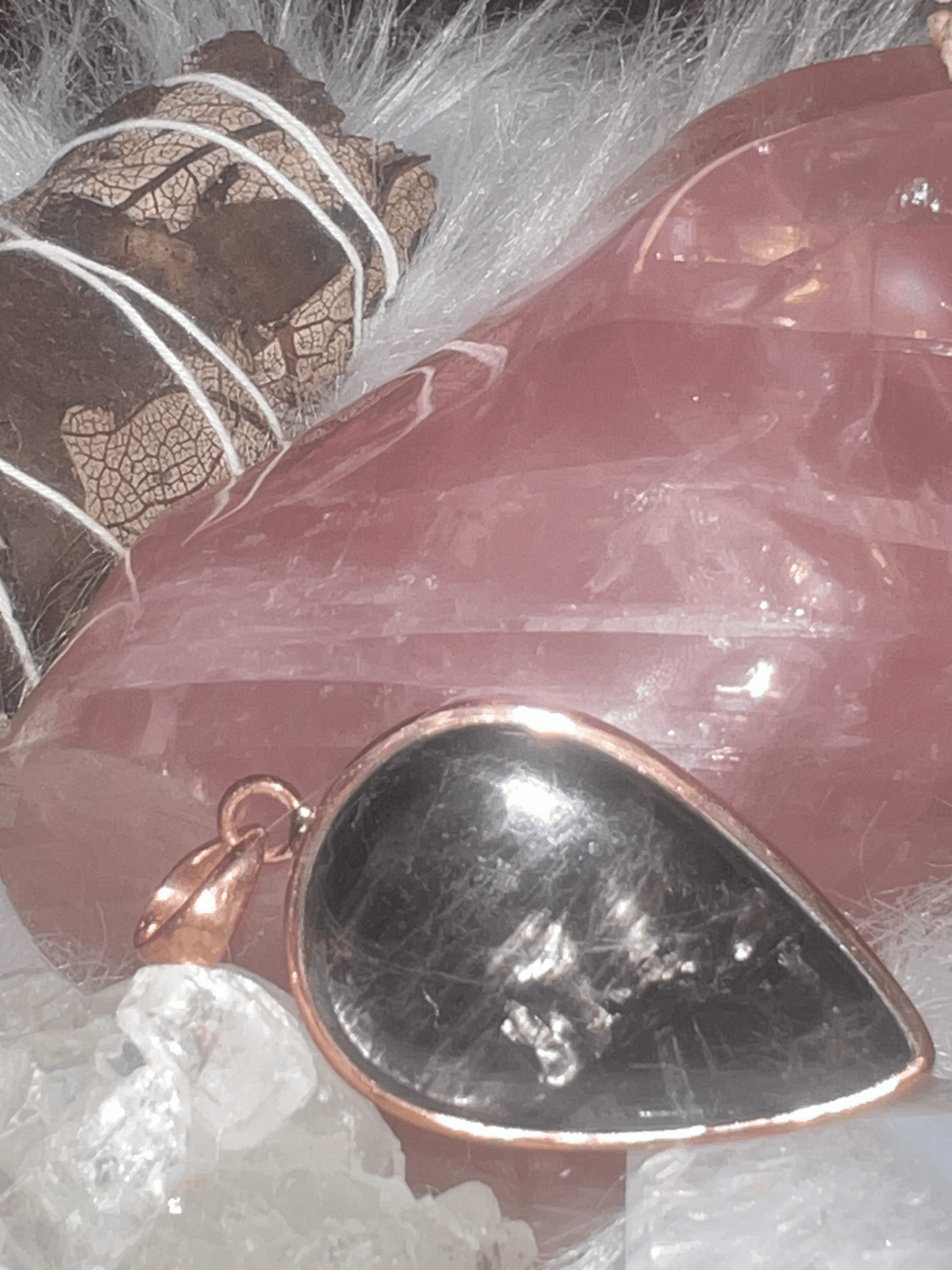 Celestial Shield: Hypersthene and Copper Pendant"