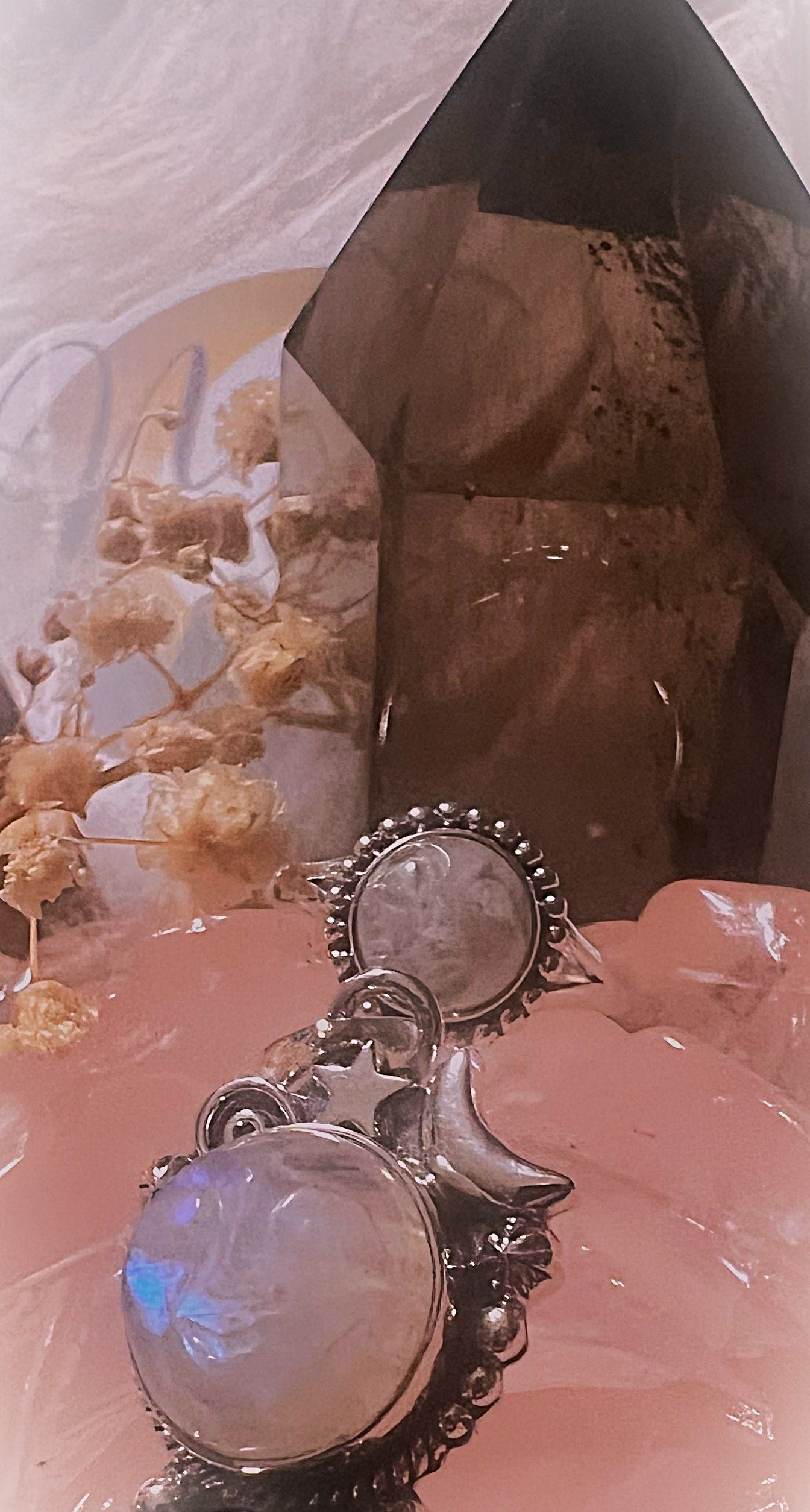 Lunar Glow Set: Moonstone & Labradorite Pendant and Ring