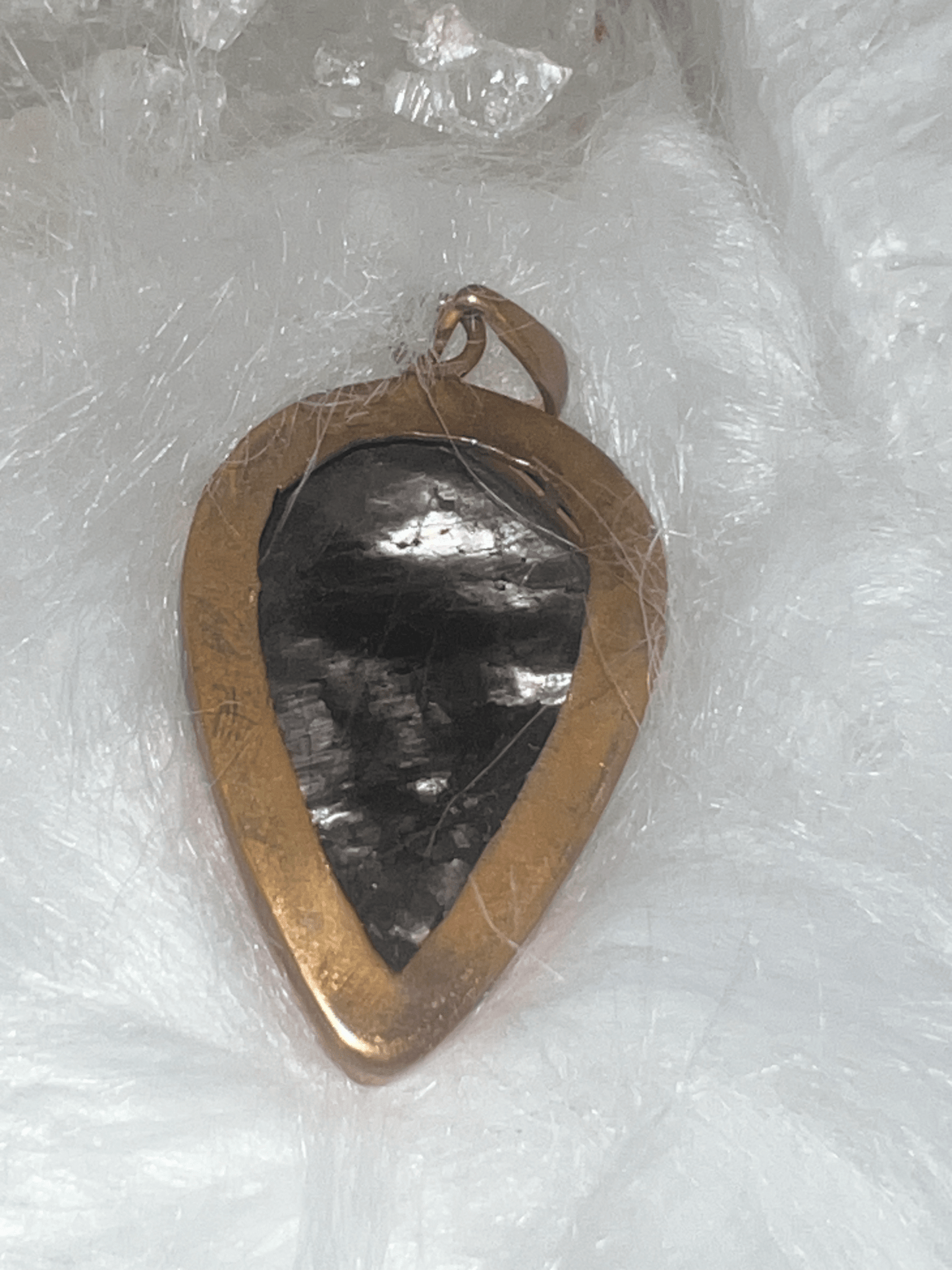 Celestial Shield: Hypersthene and Copper Pendant"