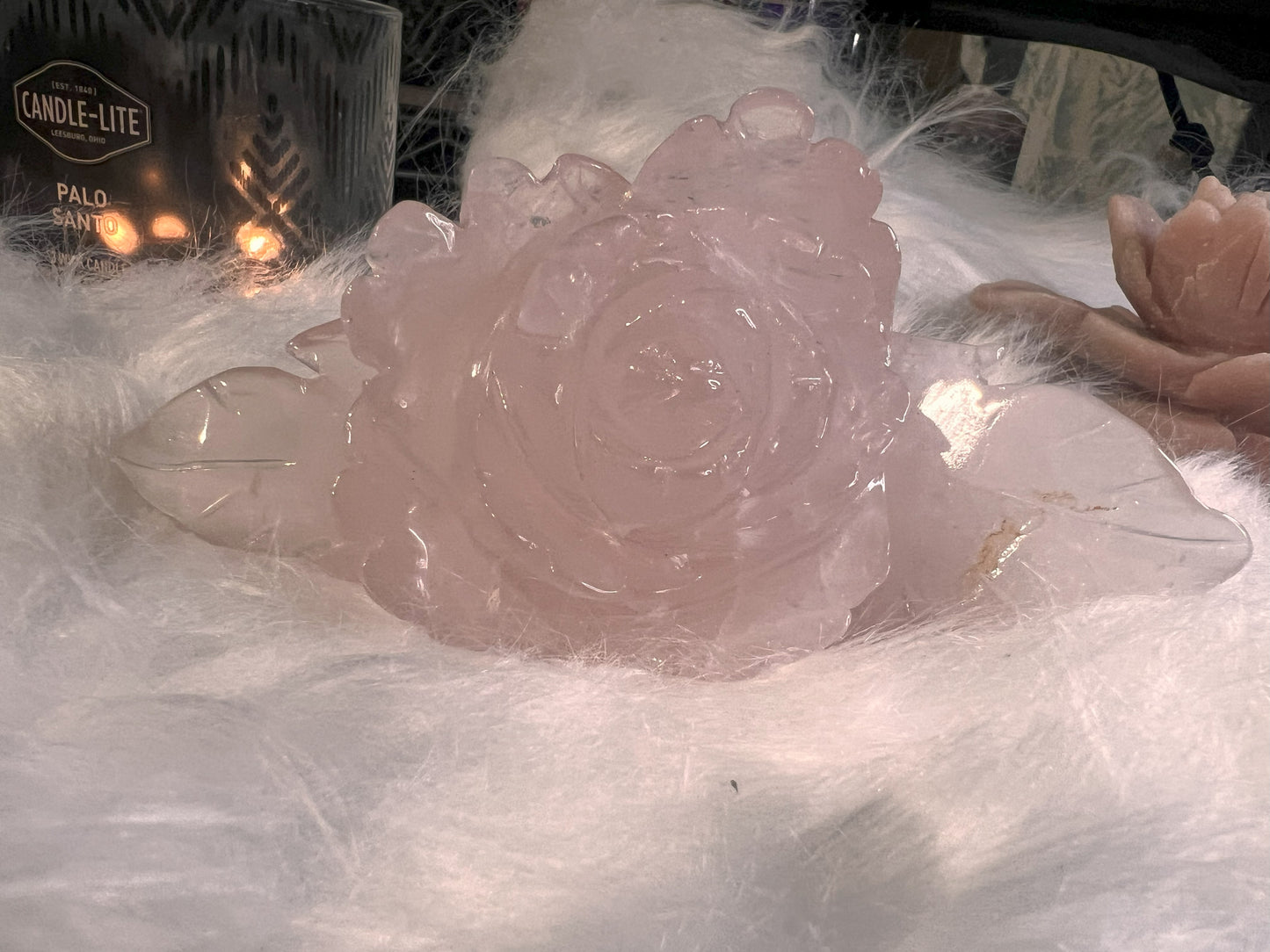 A Rose Quartz Carving: Rose of Love