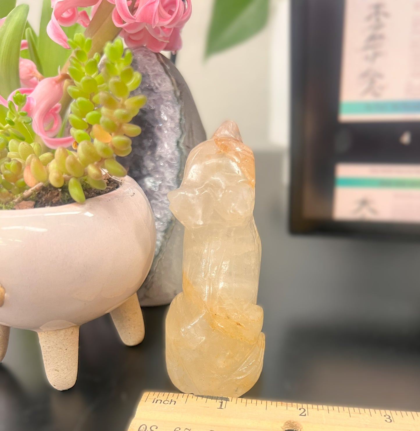 Golden Healer Wolf Carving: Strength