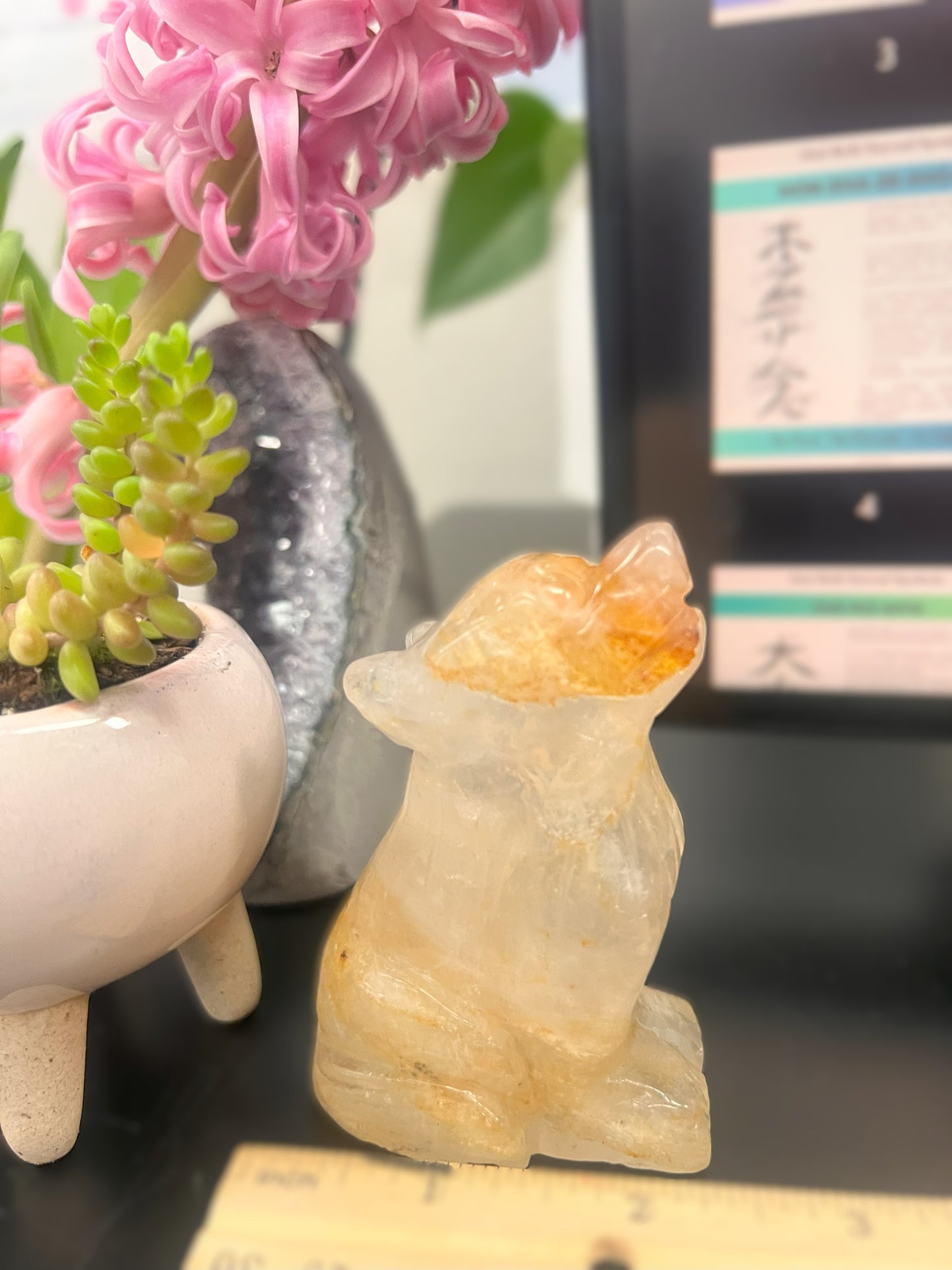 Golden Healer Wolf Carving: Strength