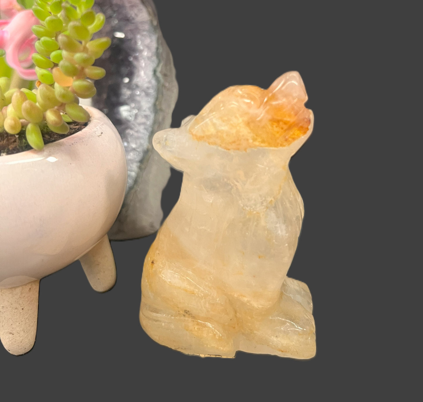 Golden Healer Wolf Carving: Strength