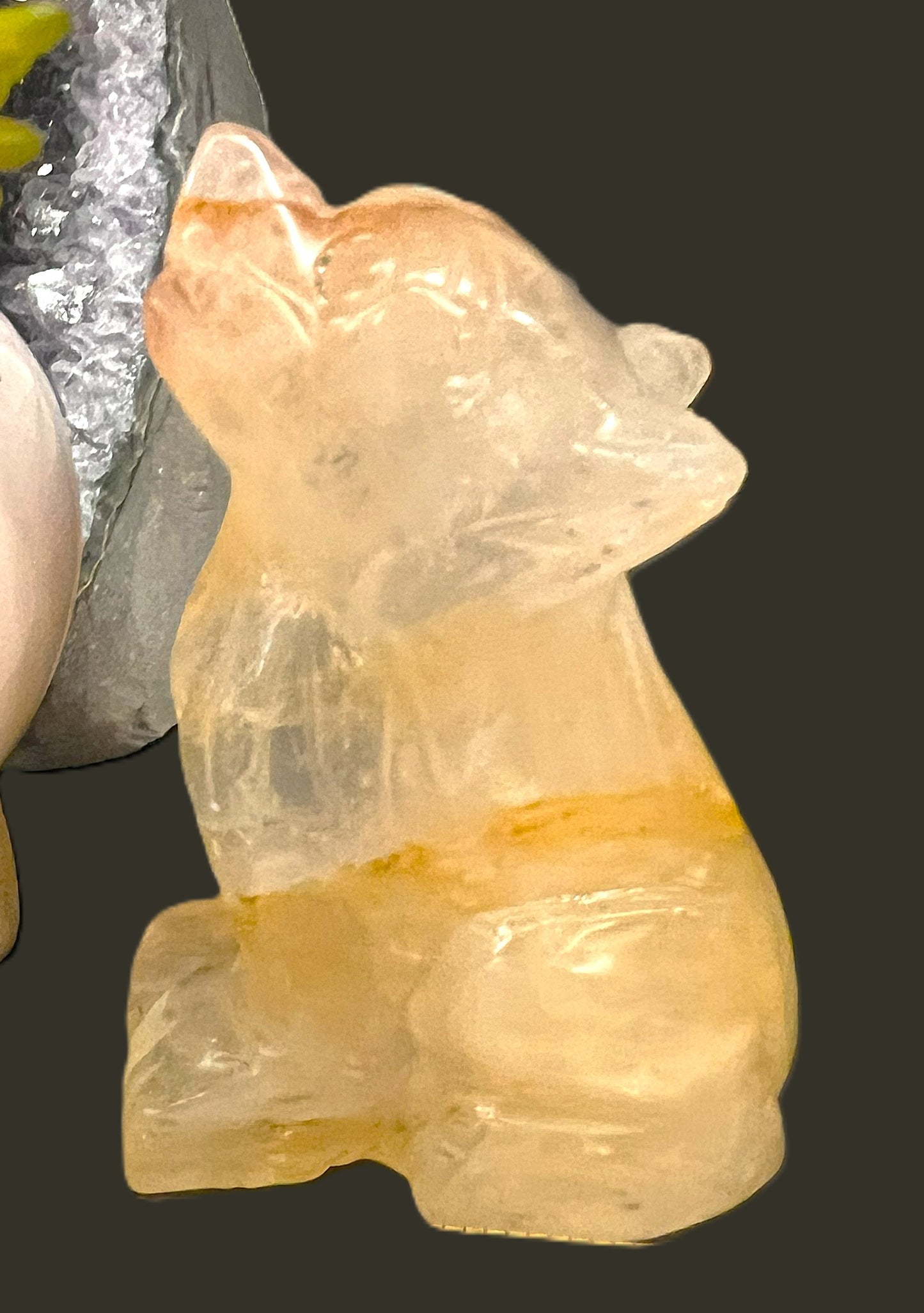 Golden Healer Wolf Carving: Strength