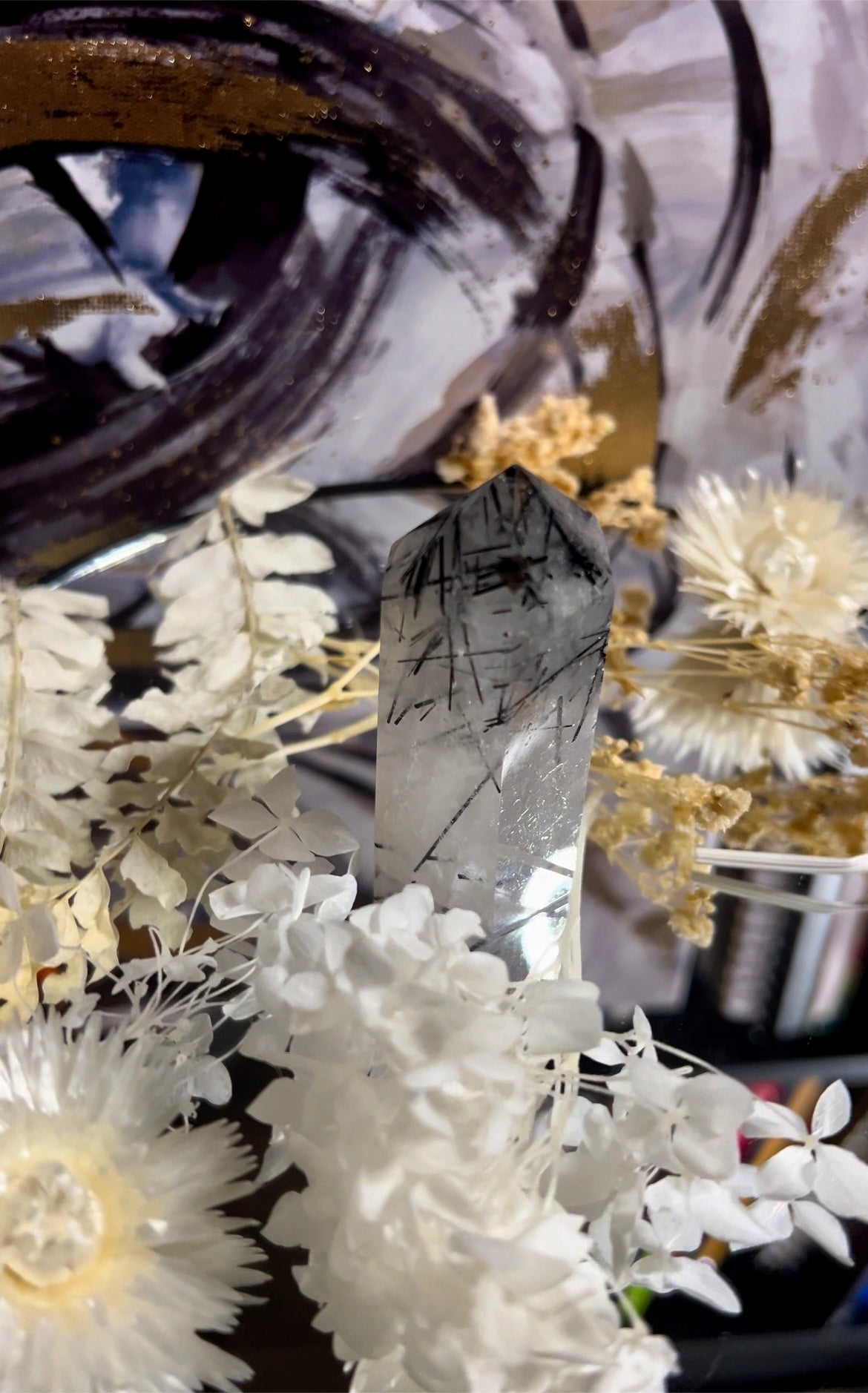 Natural Black Tourmaline Rutilated Quartz