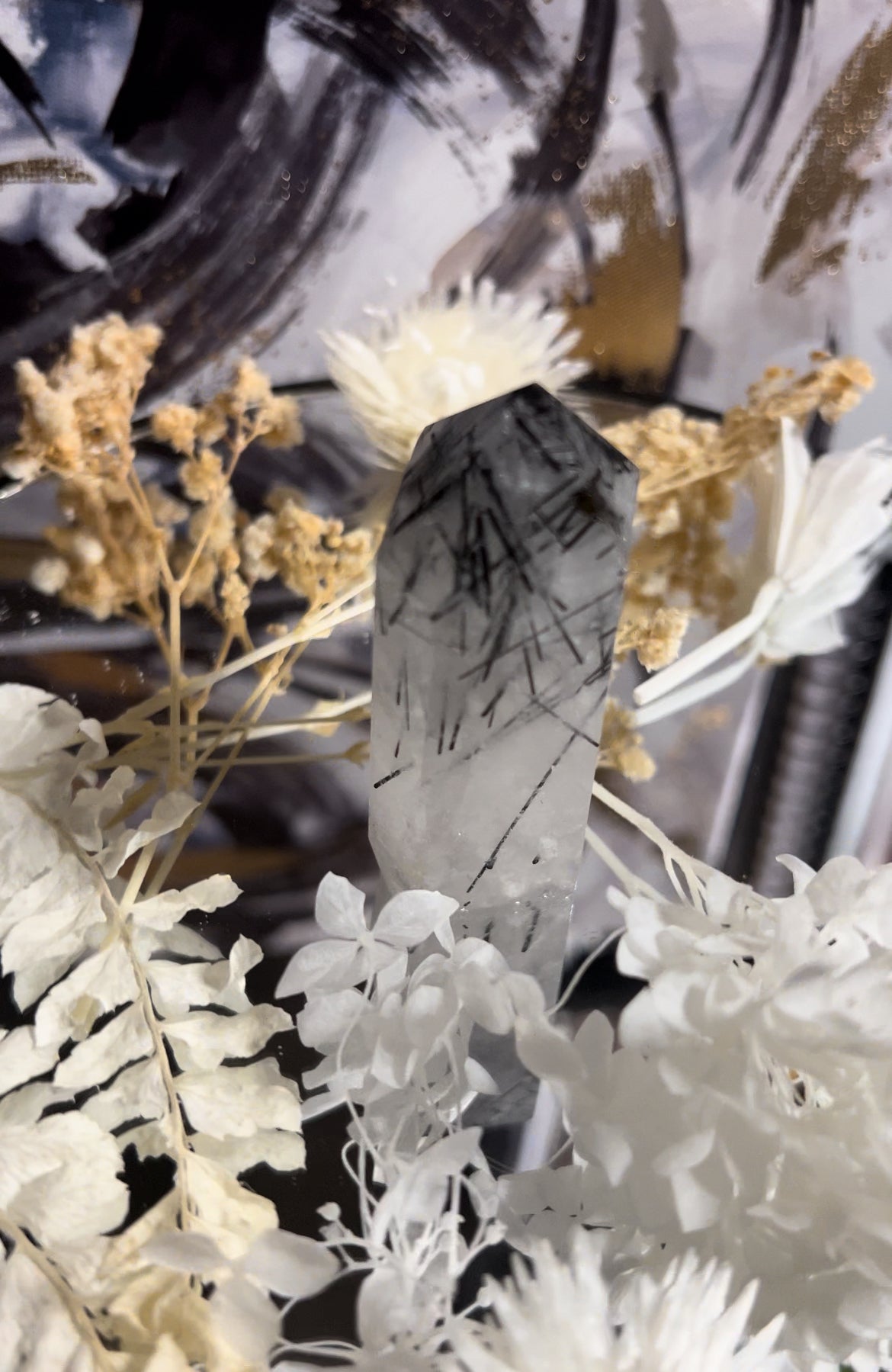 Natural Black Tourmaline Rutilated Quartz