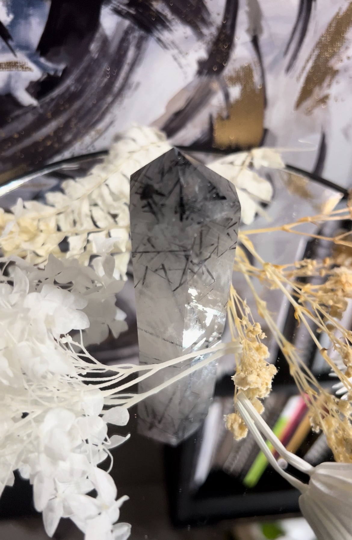 Natural Black Tourmaline Rutilated Quartz