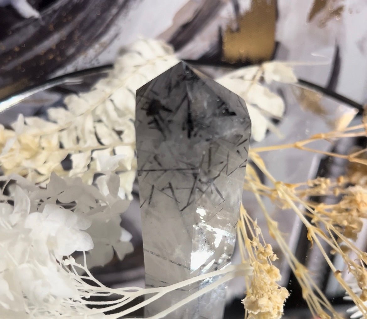Natural Black Tourmaline Rutilated Quartz