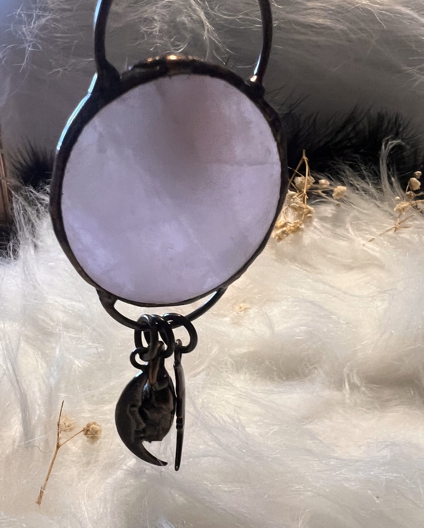 Rose Quartz & Clear Quartz Sun Pendant